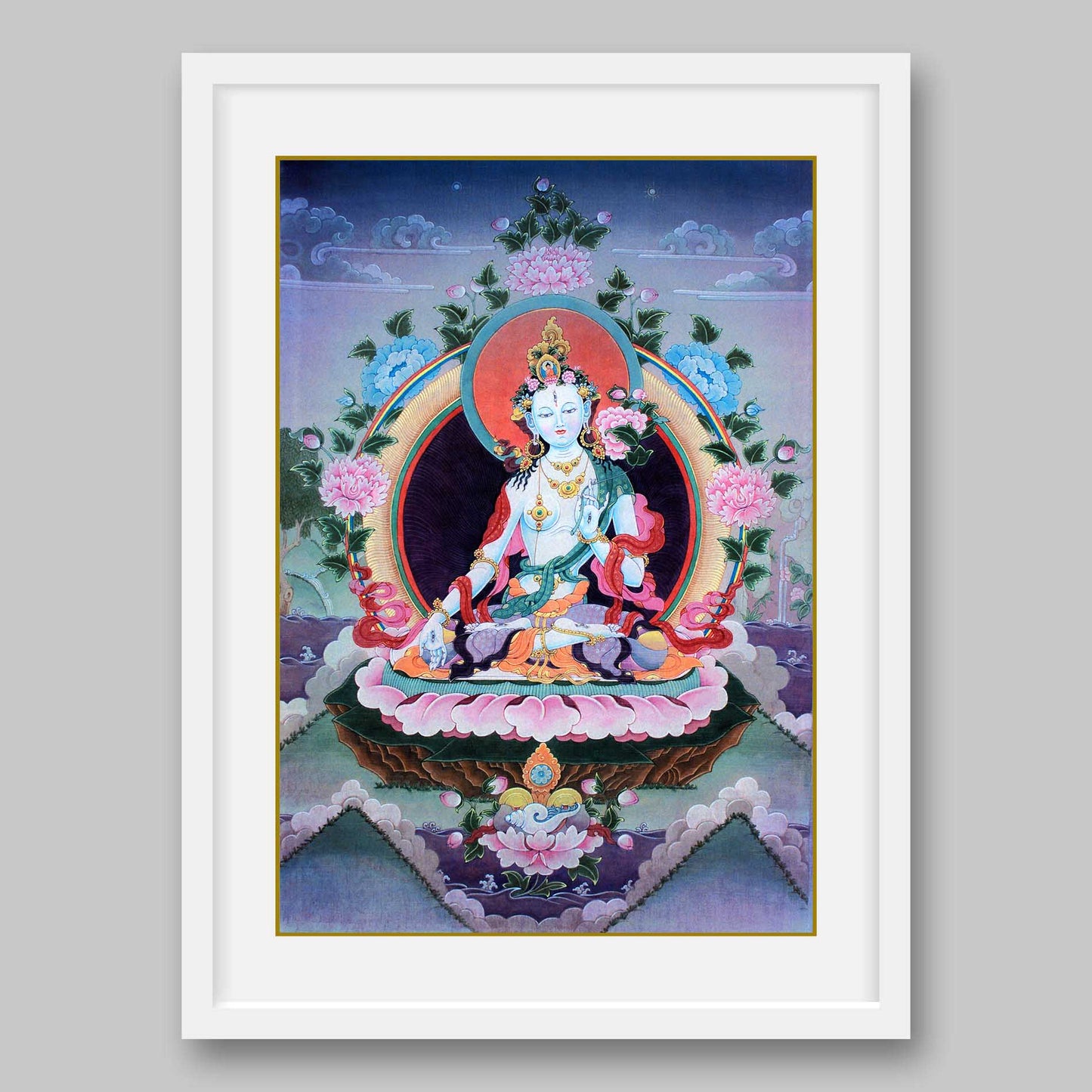 White Tara – The Female Boddhisatva and Bestower of Longevity - High Quality Print of Artwork by Pieter Weltevrede - Sagar World