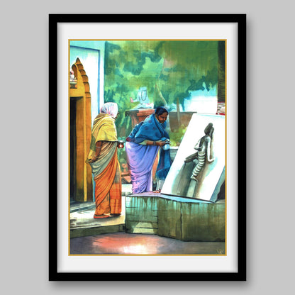 Women in Temple - High Quality Print of Artwork by Pieter Weltevrede - Sagar World