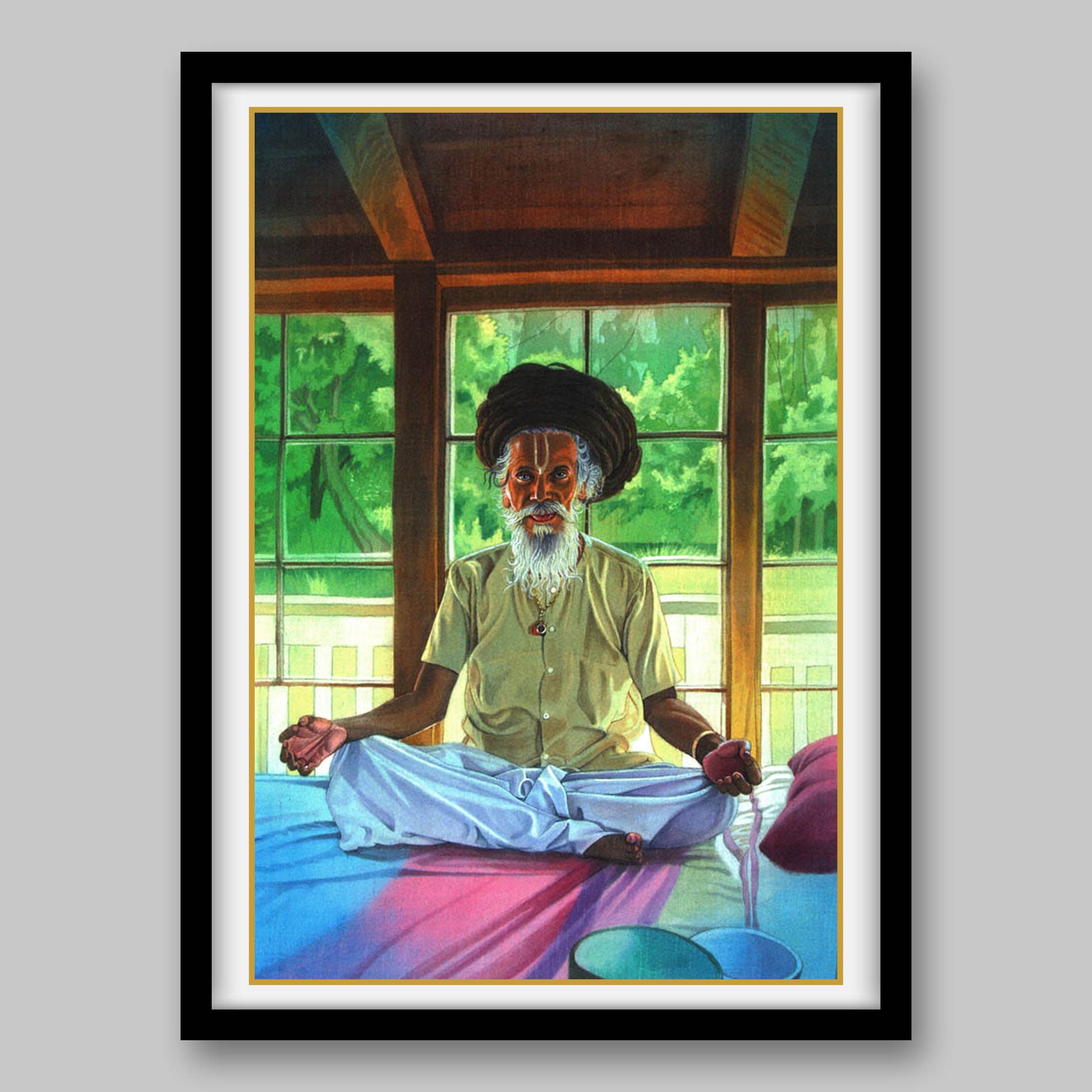 Sadhu Sitting in Lotus Pose - High Quality Print of Artwork by Pieter Weltevrede - Sagar World