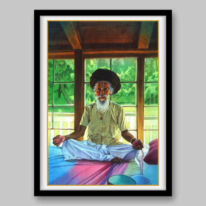 Sadhu Sitting in Lotus Pose - High Quality Print of Artwork by Pieter Weltevrede - Sagar World