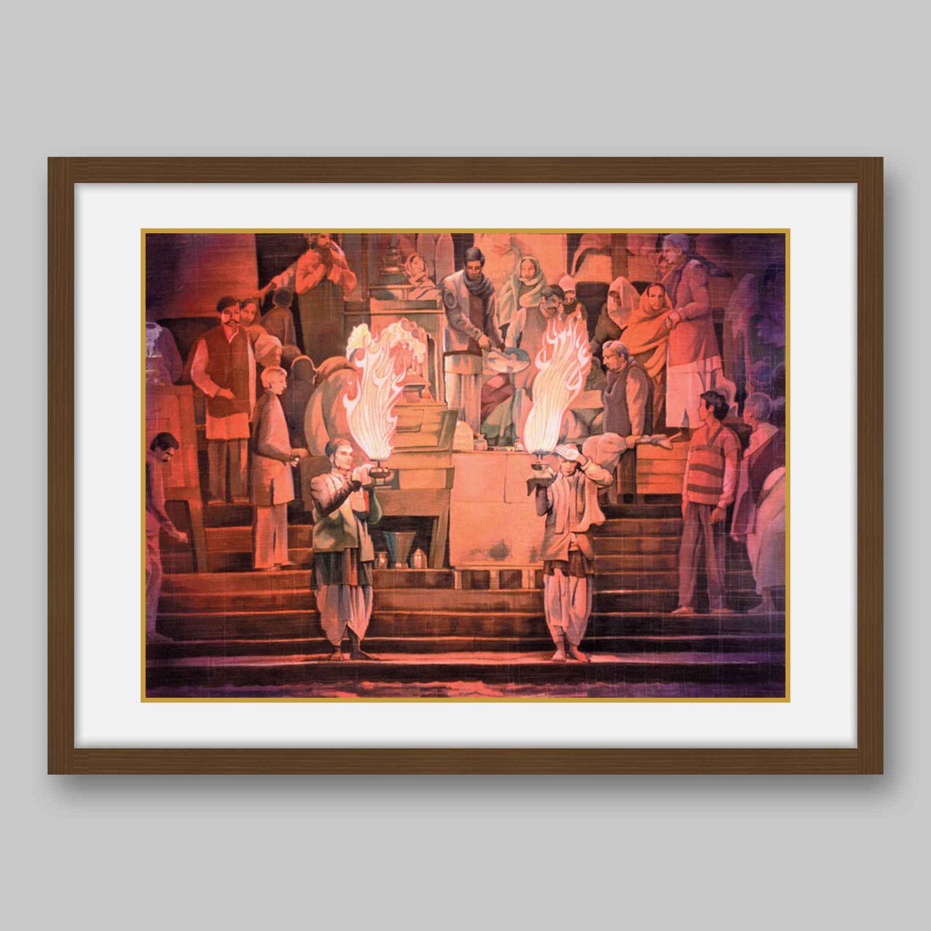 Ganga Aarti in Haridwar – High Quality Print of Artwork by Pieter Weltevrede