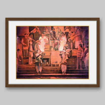 Ganga Aarti in Haridwar – High Quality Print of Artwork by Pieter Weltevrede