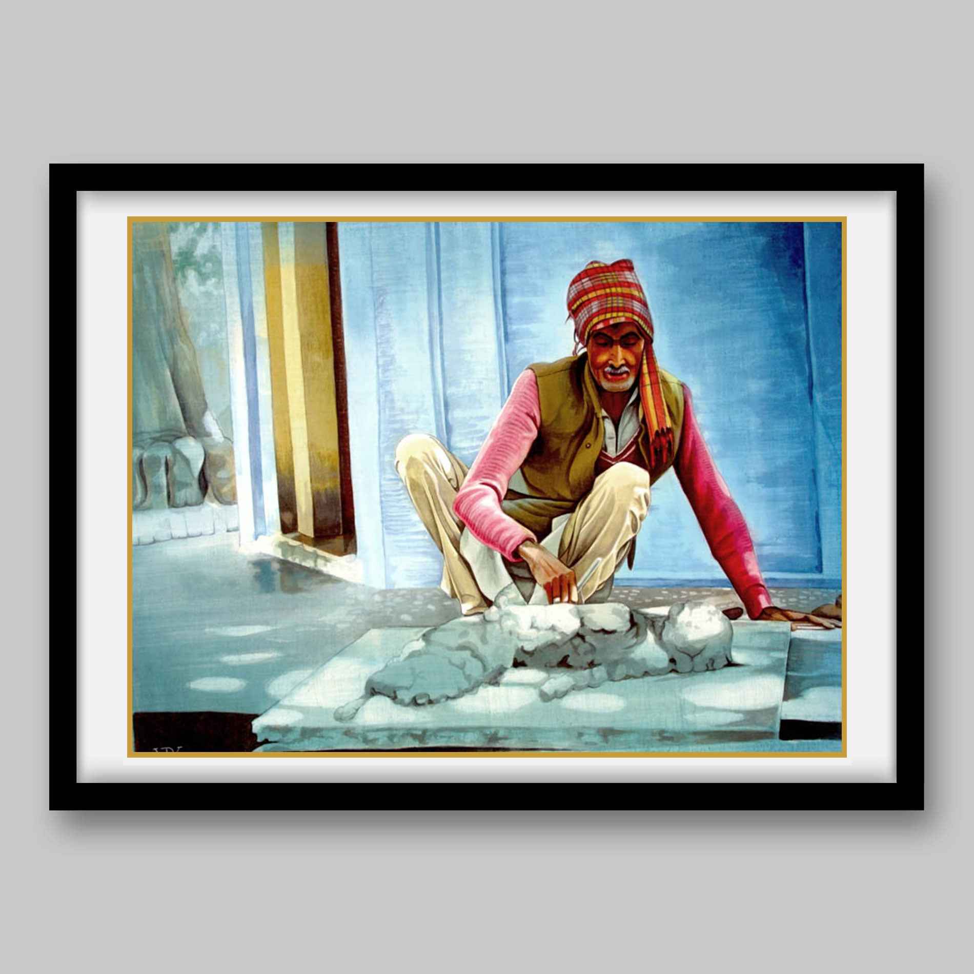 Indian Sculptor- High Quality Print of Artwork by Pieter Weltevrede