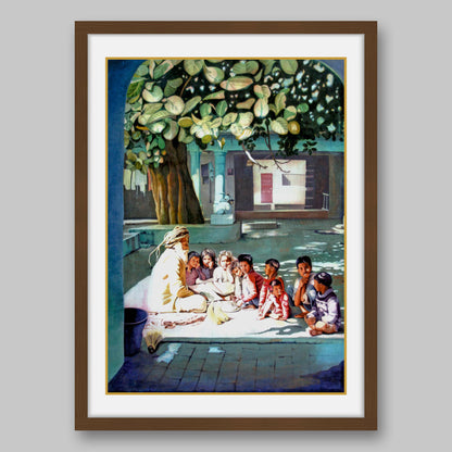 Sadhu with Children - High Quality Print of Artwork by Pieter Weltevrede - Sagar World