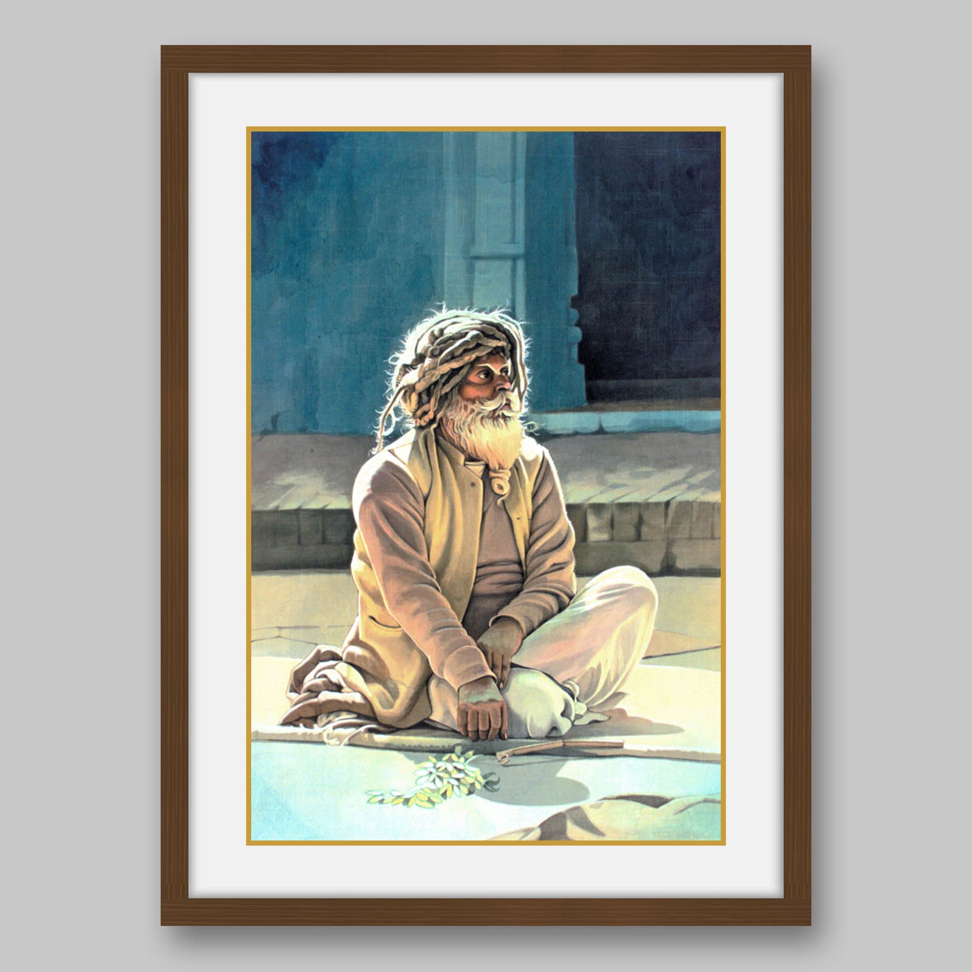 Sadhu With Dreadlocks - High Quality Print of Artwork by Pieter Weltevrede - Sagar World