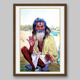 Sadhu Sitting Down - High Quality Print of Artwork by Pieter Weltevrede - Sagar World