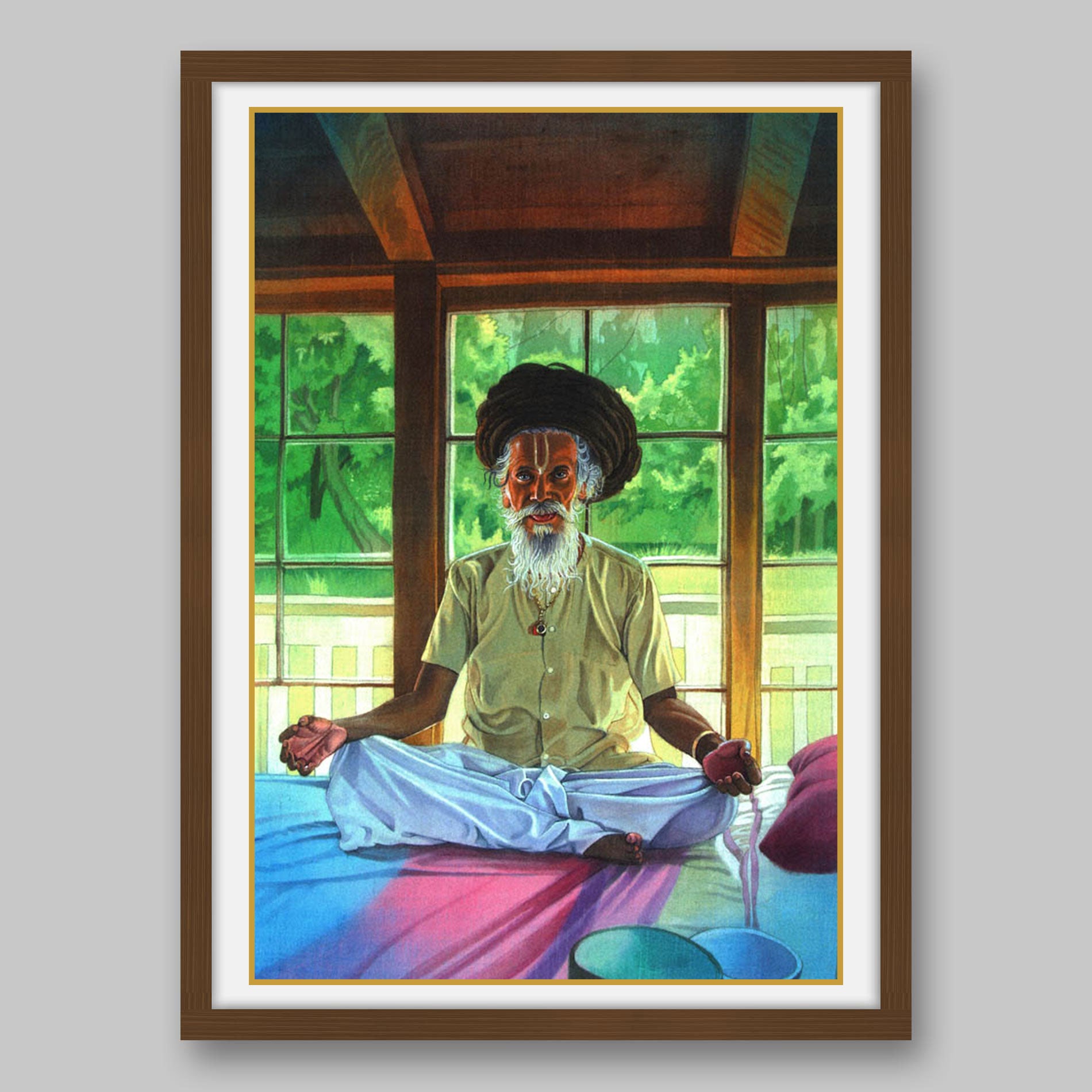 Sadhu Sitting in Lotus Pose - High Quality Print of Artwork by Pieter Weltevrede - Sagar World