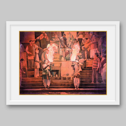 Ganga Aarti in Haridwar – High Quality Print of Artwork by Pieter Weltevrede