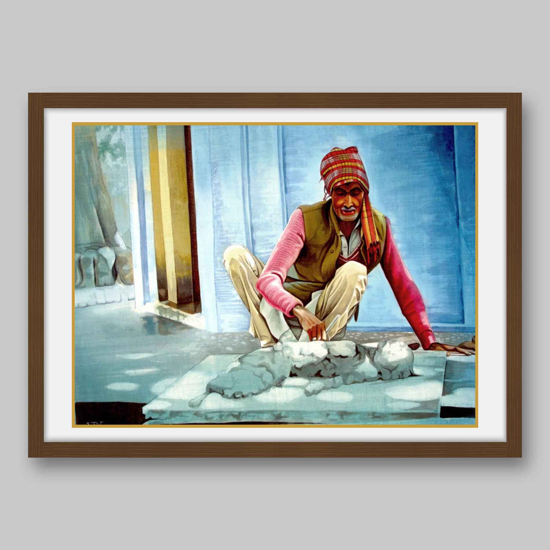Indian Sculptor- High Quality Print of Artwork by Pieter Weltevrede