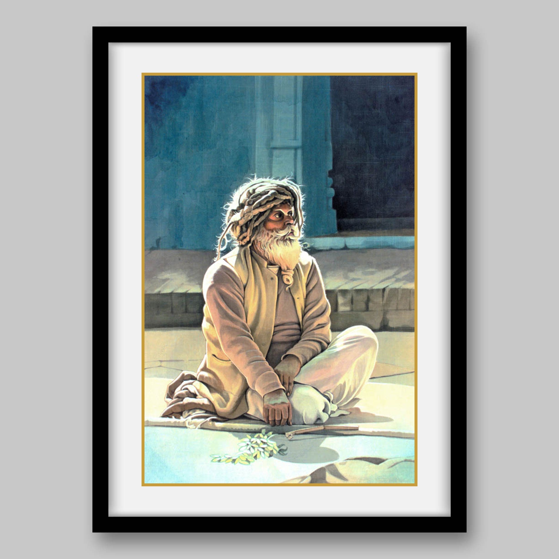 Sadhu With Dreadlocks - High Quality Print of Artwork by Pieter Weltevrede - Sagar World