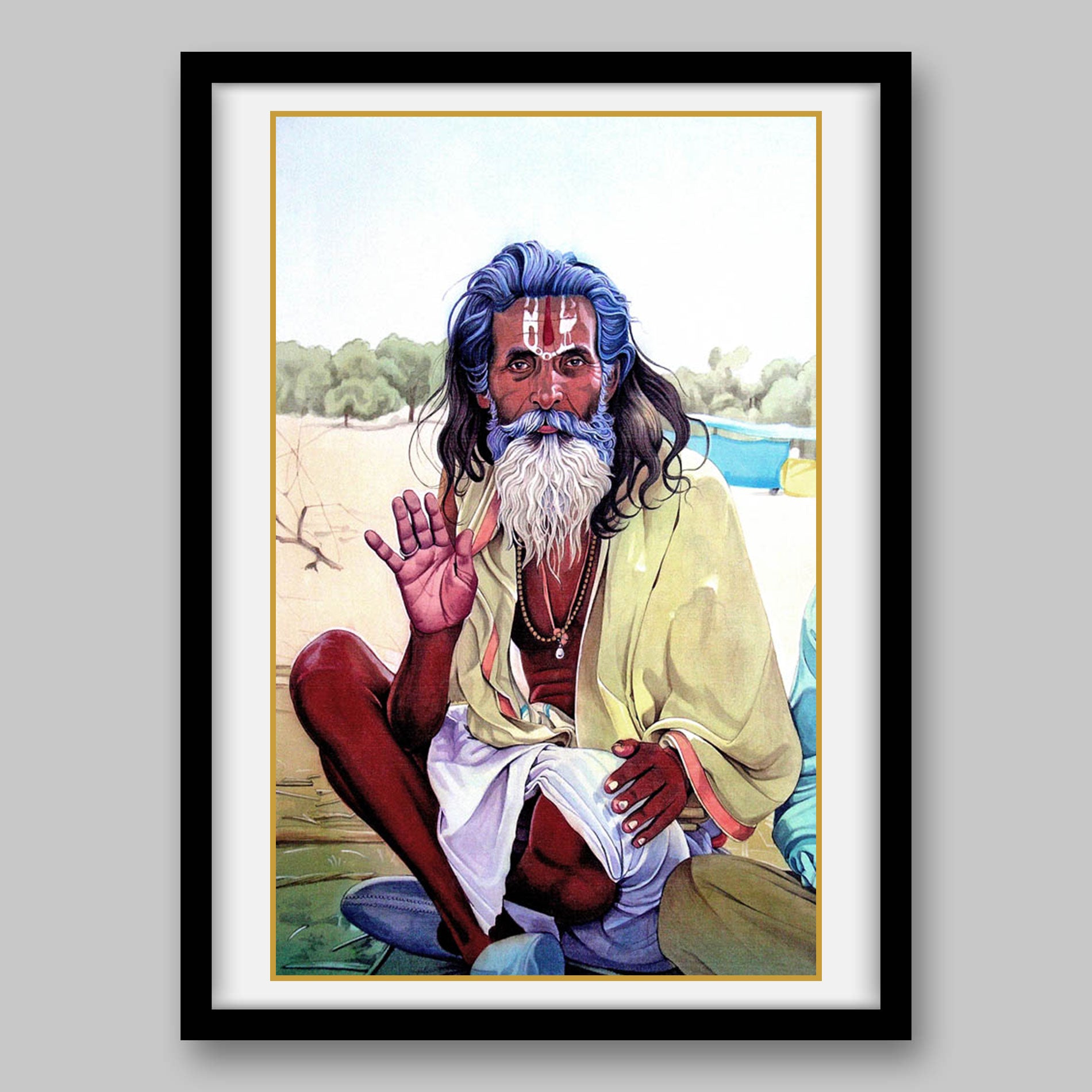 Sadhu Sitting Down - High Quality Print of Artwork by Pieter Weltevrede - Sagar World