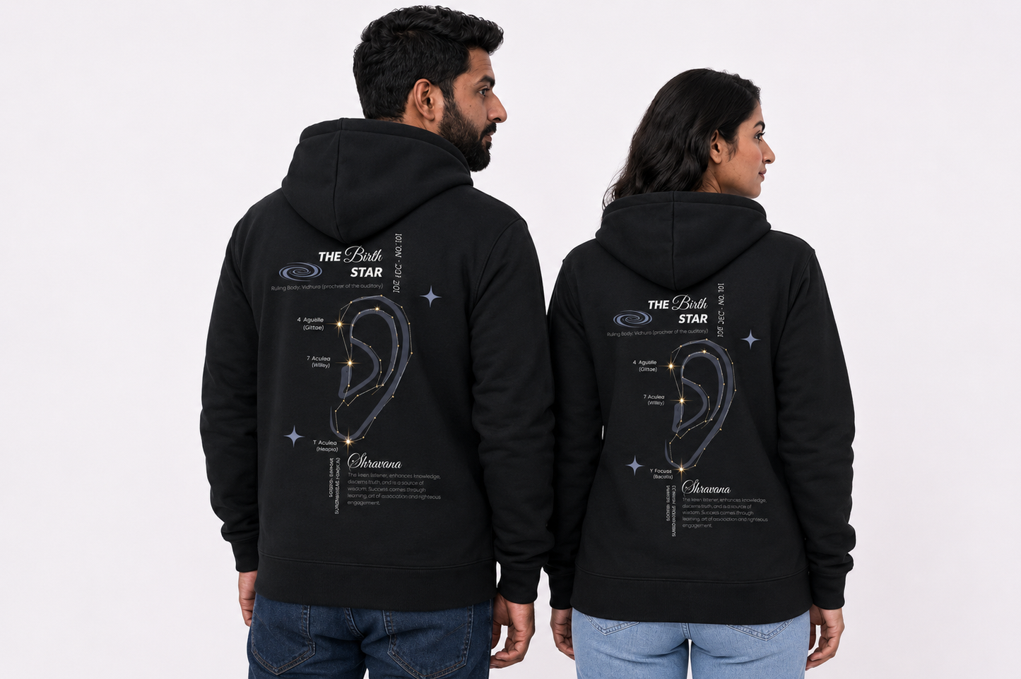 Shravana Nakshatra Hoodie – Vedic Astrology Inspired Unisex Cotton  hoodie| Spiritual Minimalist Wear