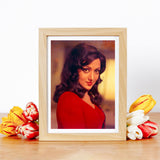 Hema Malini Portrait in a red long elegant dress - still from the movie “CHARAS” Personal Bollywood Photography of renowned cinematographer,  Shri Prem Sagar - Sagar World