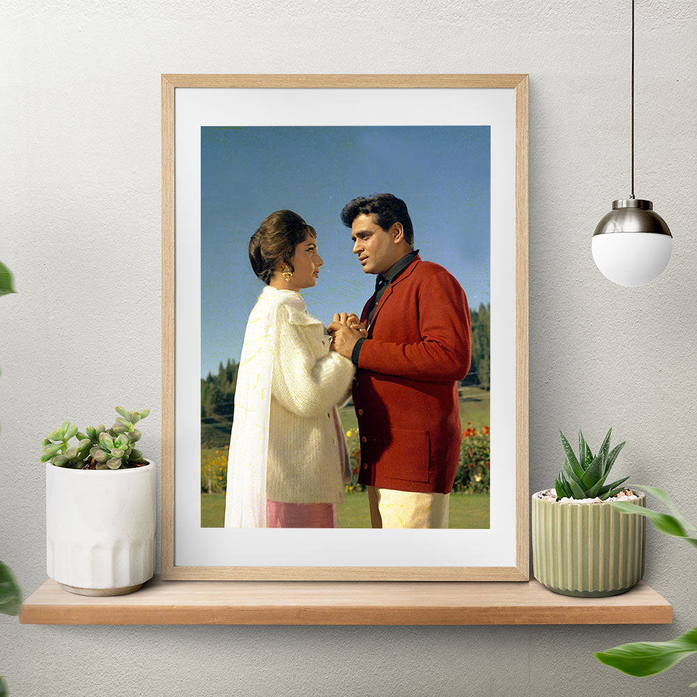 Rajendra Kumar and Sadhana in a Romantic Portrait- still from the movie “ARZOO” Personal Bollywood Photography of renowned cinematographer, Shri Prem Sagar. - Sagar World