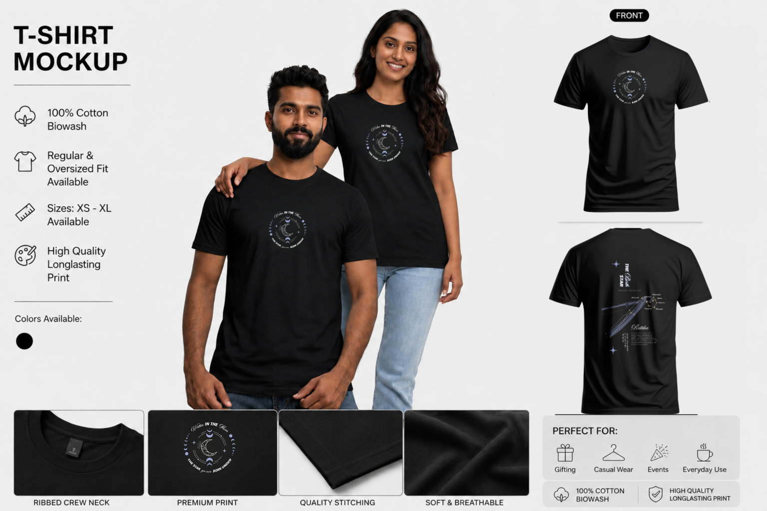 krittika  Nakshatra T-Shirt – Vedic Astrology Inspired Unisex Cotton Tee | Spiritual Minimalist Wear
