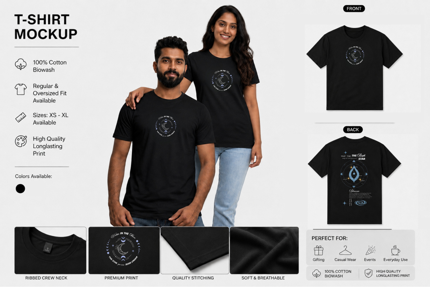 Bharani  Nakshatra T-Shirt – Vedic Astrology Inspired Unisex Cotton Tee | Spiritual Minimalist Wear