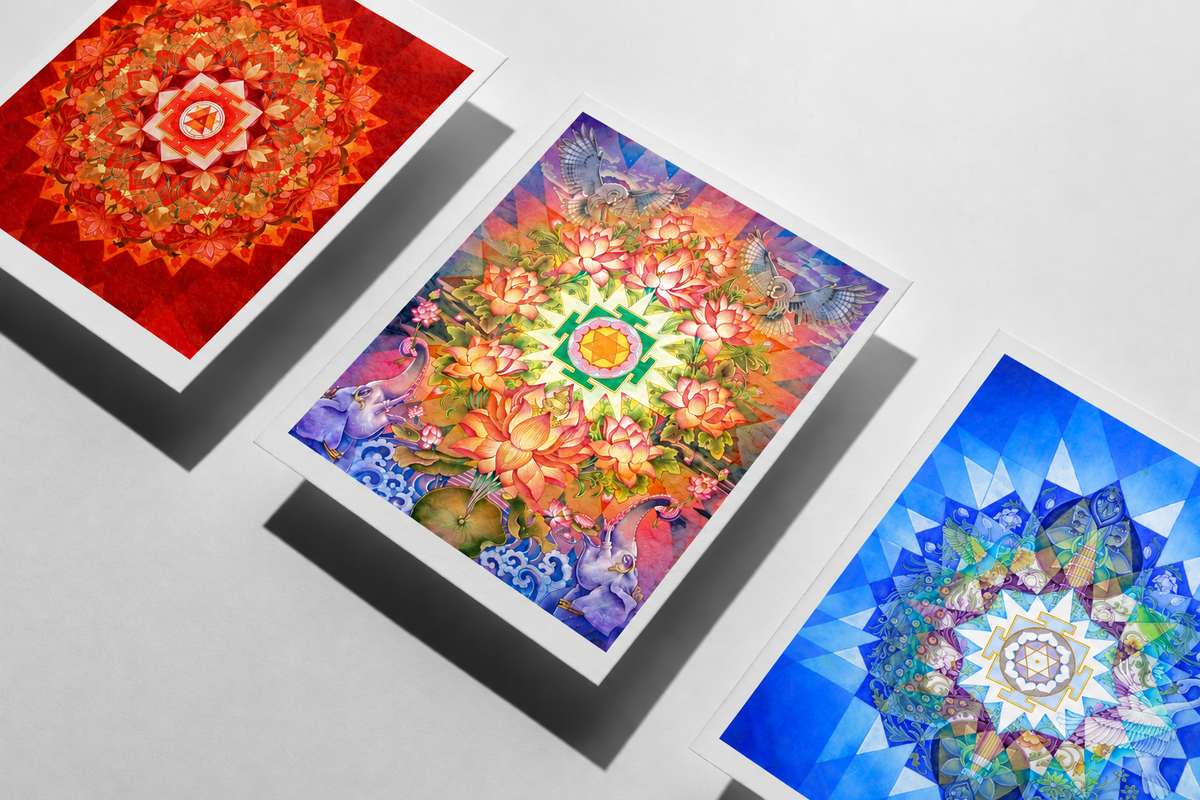 Tridevi Yantras combo Set – Maa Lakshmi, Maa Saraswati & Maa Durga High-Quality Art Prints by Pieter Weltevrede