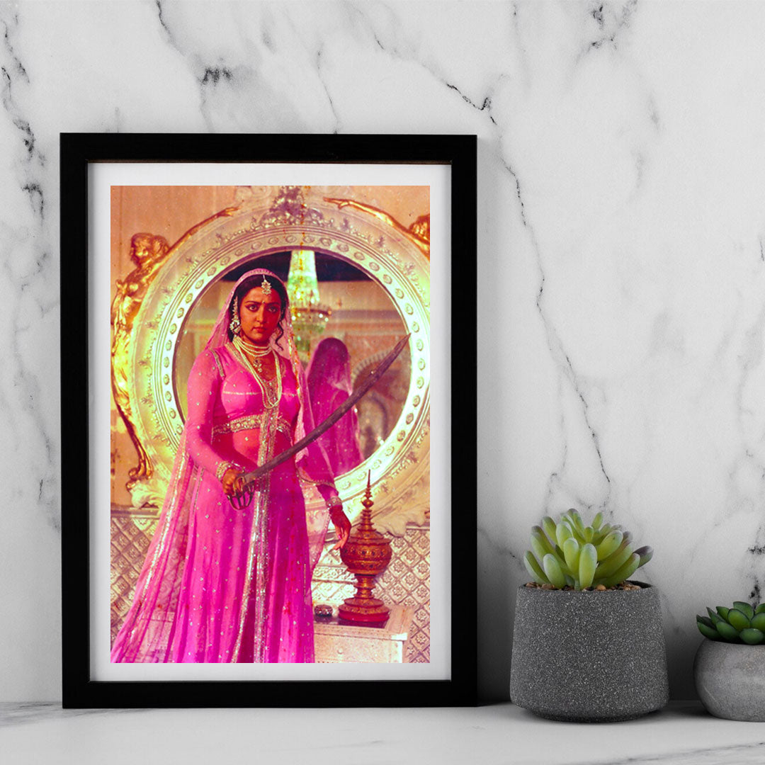 Hema Malini in a Pink Princess attire Portrait - still from the movie , "BAGHAVAT"  Personal Bollywood  Photography of renowned cinematographer, Shri Prem Sagar. - Sagar World