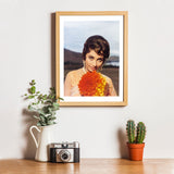 Sadhana Portrait in a Peach Sari - still from the movie “ARZOO” Personal Bollywood Photography of renowned cinematographer, Shri Prem Sagar. - Sagar World
