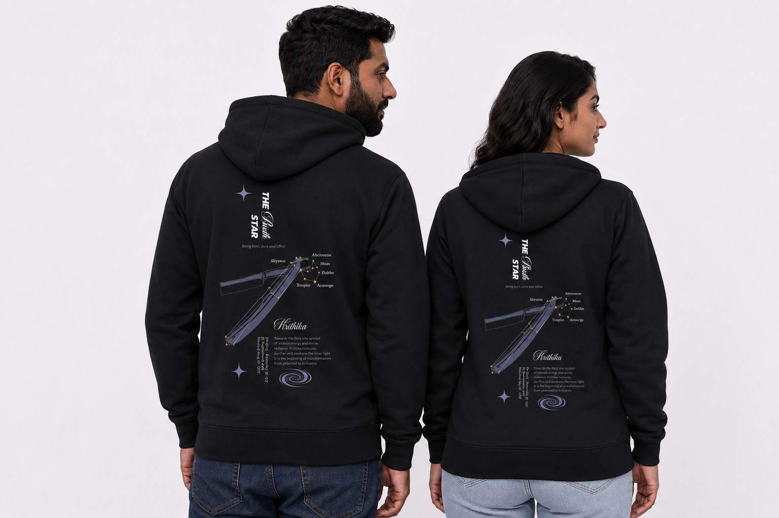krittika  Nakshatra Hoodie  – Vedic Astrology Inspired Unisex Cotton  hoodie | Spiritual Minimalist Wear