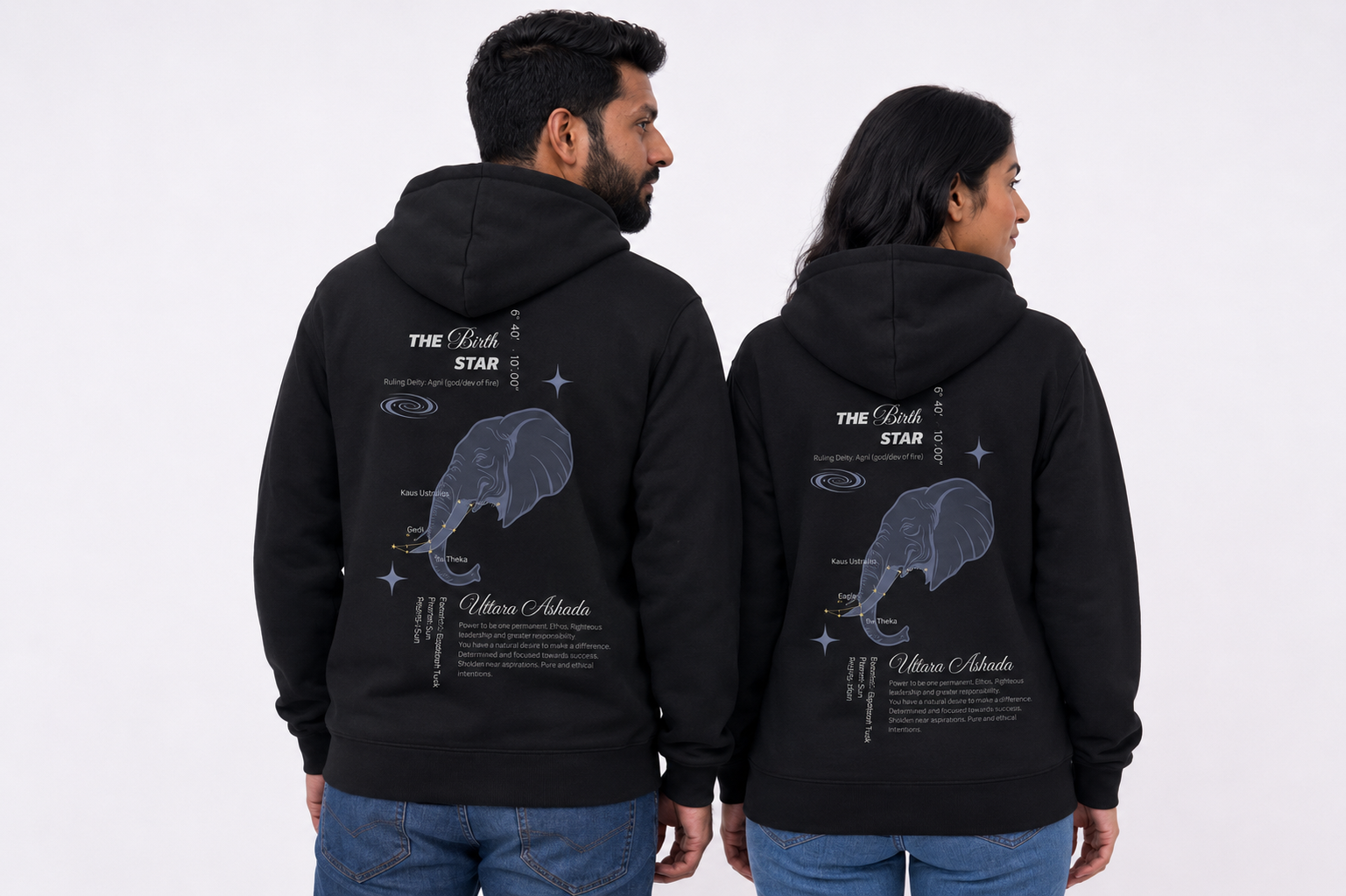 Uttara ashda  Nakshatra Hoodie – Vedic Astrology Inspired Unisex Cotton hoodie | Spiritual Minimalist Wear