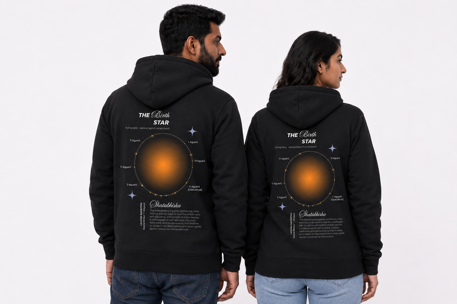 Shatabisha Nakshatra Hoodie  – Vedic Astrology Inspired Unisex Cotton  hoodie | Spiritual Minimalist Wear