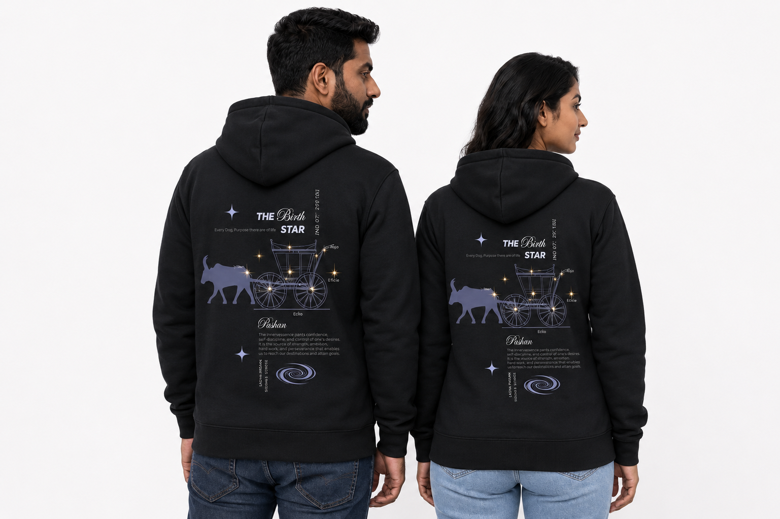 Rohini  Nakshatra Hoodie  – Vedic Astrology Inspired Unisex Cotton  hoodie | Spiritual Minimalist Wear