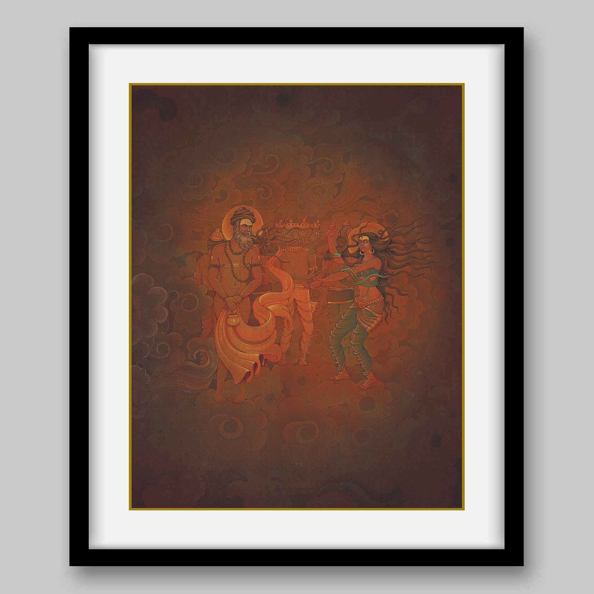 Goddess Ganga mocking at sage Durvasa – High Quality Print of Artwork by Pieter Weltevrede