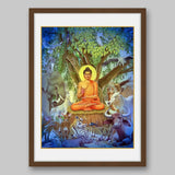 Gautam Buddha Meditating under Bodhi Tree to Attain Enlightenment – High Quality Print of Artwork by Pieter Weltevrede