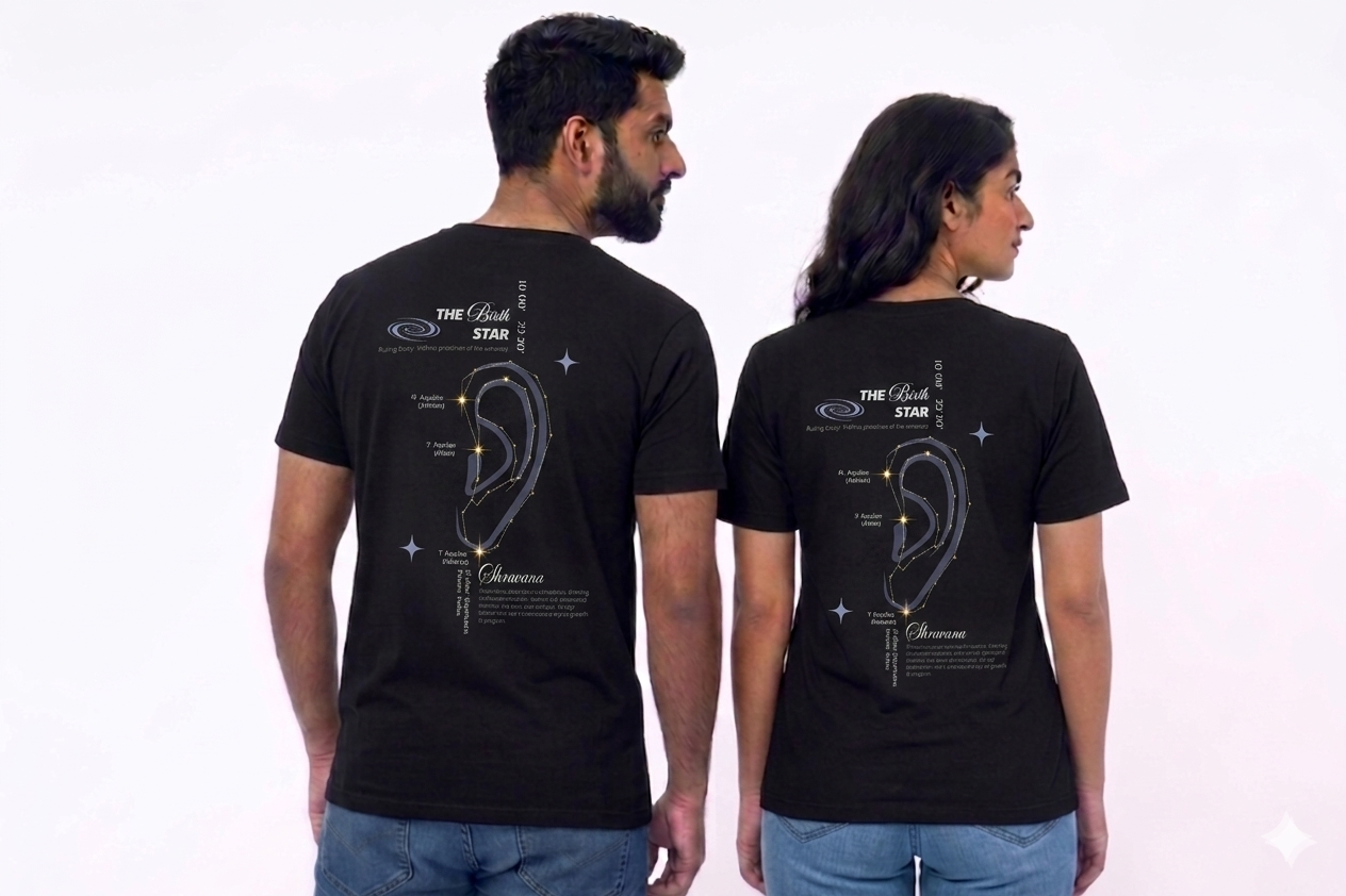 Shravana Nakshatra T-Shirt – Vedic Astrology Inspired Unisex Cotton Tee | Spiritual Minimalist Wear