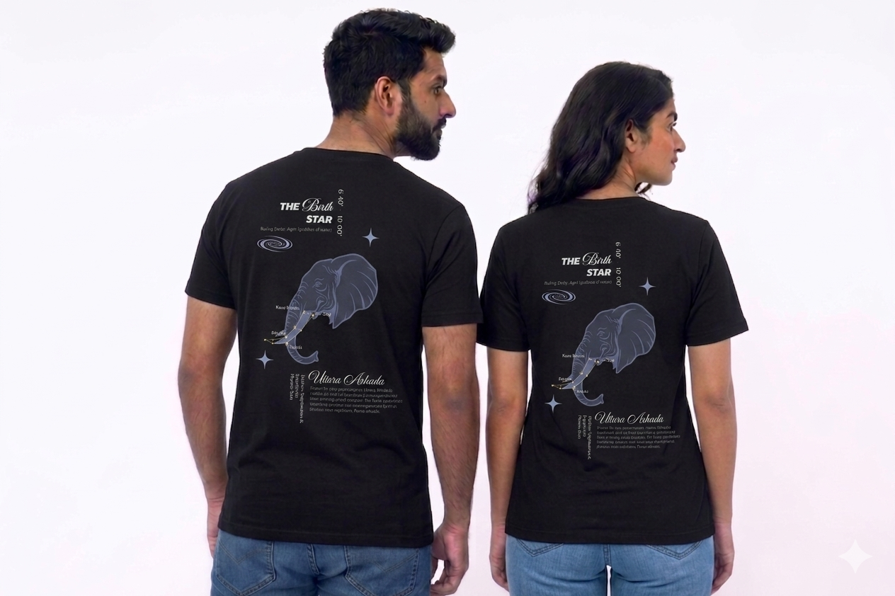 Uttara ashda  Nakshatra T-Shirt – Vedic Astrology Inspired Unisex Cotton Tee | Spiritual Minimalist Wear