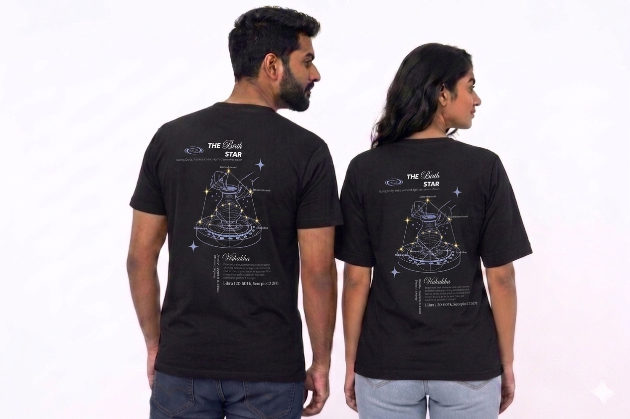 Vishakha Nakshatra T-Shirt – Vedic Astrology Inspired Unisex Cotton Tee | Spiritual Minimalist Wear