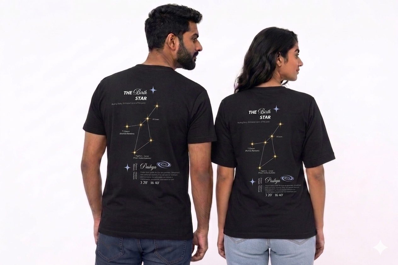 Pushya Nakshatra T-Shirt – Vedic Astrology Inspired Unisex Cotton Tee | Spiritual Minimalist Wear