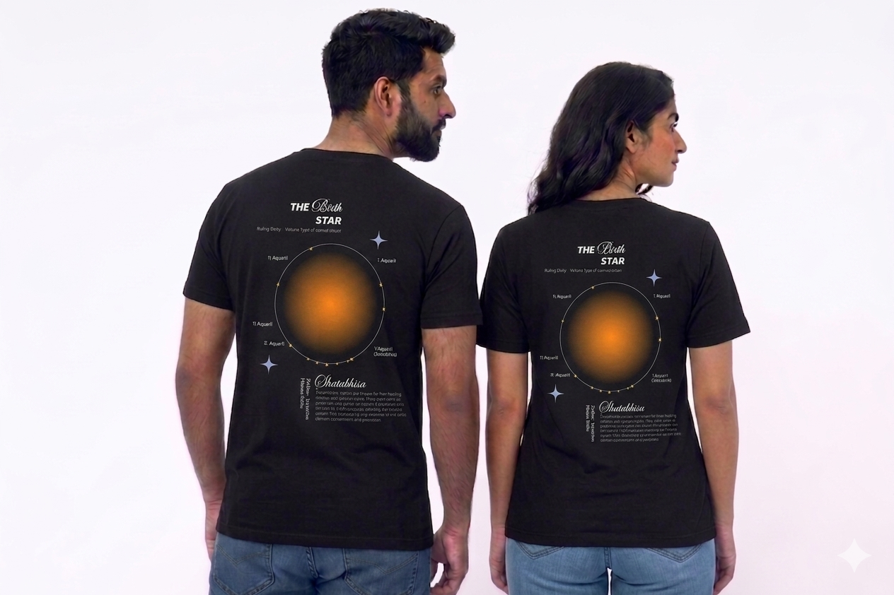 Shatabisha Nakshatra T-Shirt – Vedic Astrology Inspired Unisex Cotton Tee | Spiritual Minimalist Wear