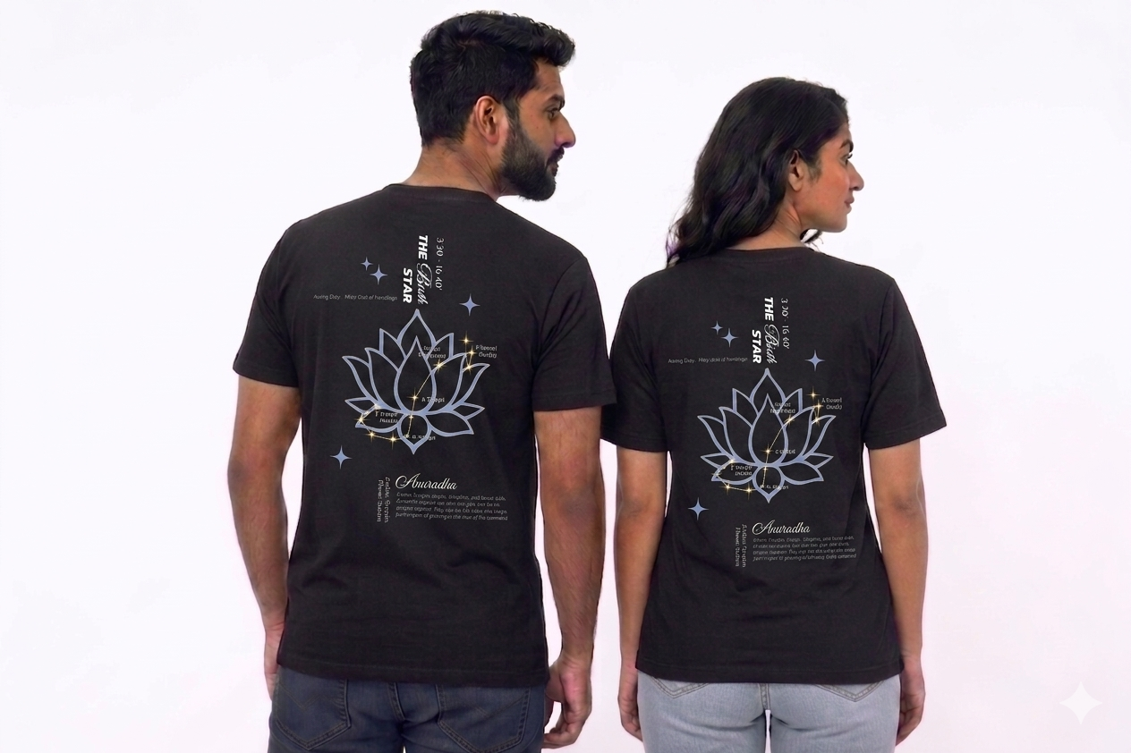 Anuradha Nakshatra T-Shirt – Vedic Astrology Inspired Unisex Cotton Tee | Spiritual Minimalist Wear