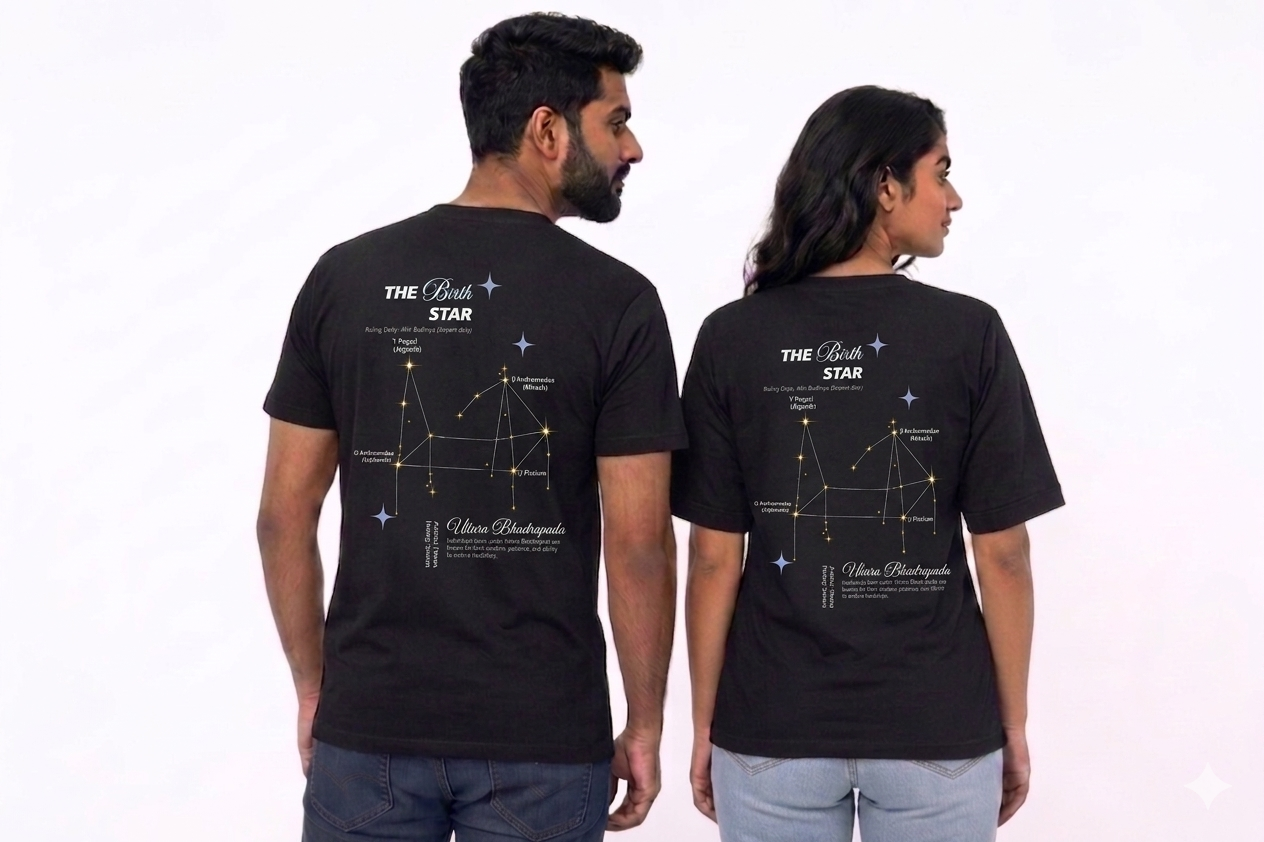 Uttara bhadrapada Nakshatra T-Shirt – Vedic Astrology Inspired Unisex Cotton Tee | Spiritual Minimalist Wear