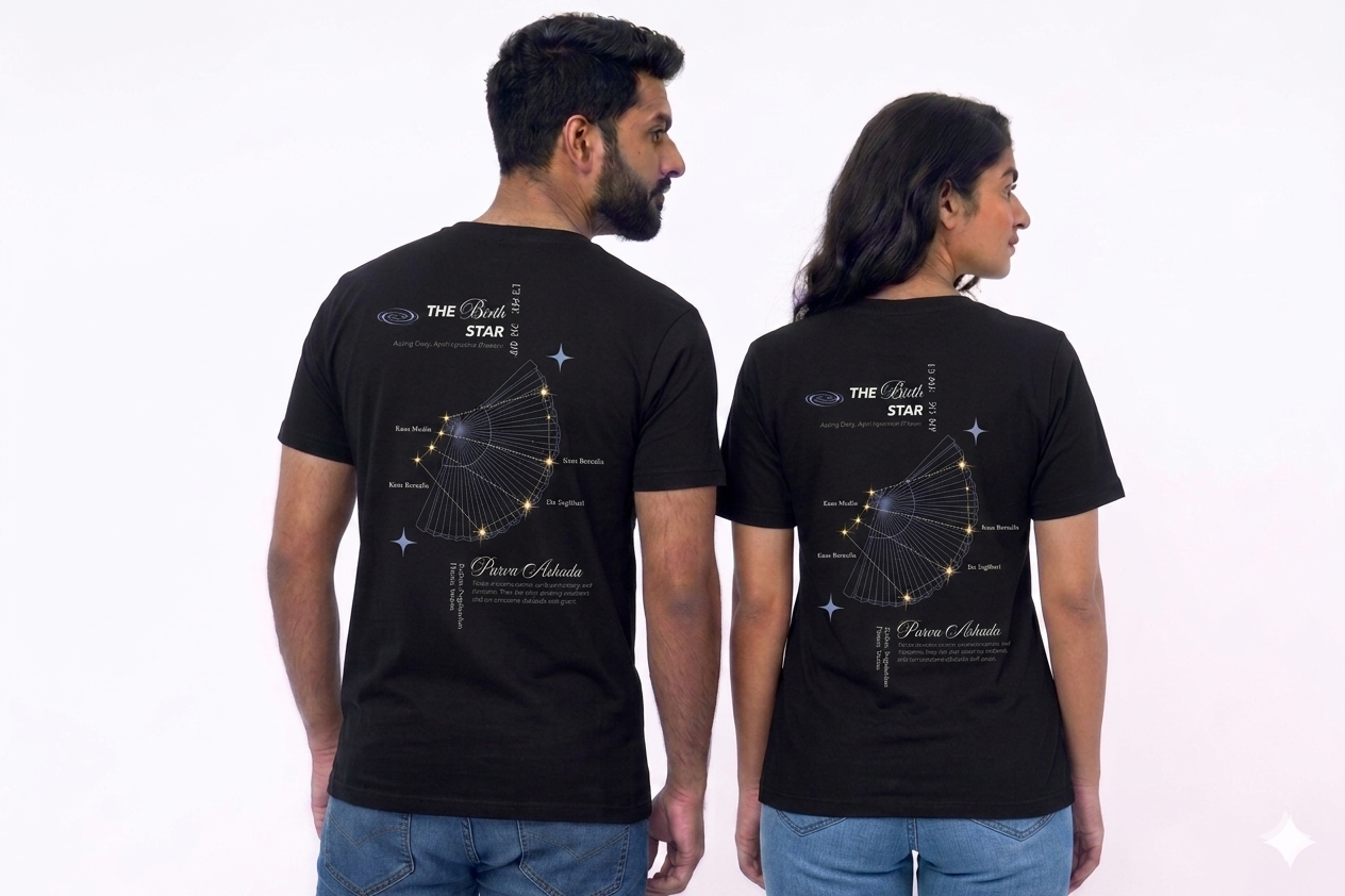 Purva ashda  Nakshatra T-Shirt – Vedic Astrology Inspired Unisex Cotton Tee | Spiritual Minimalist Wear