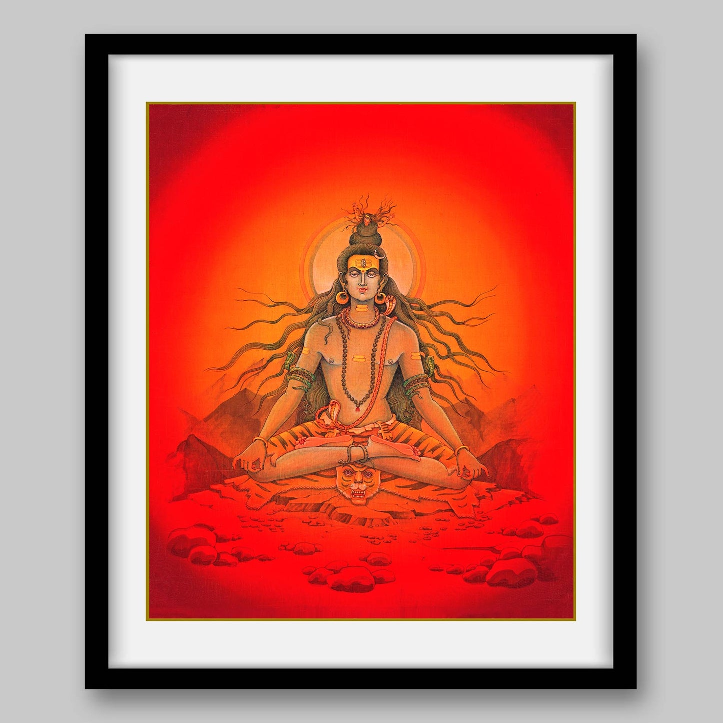 Shiva capturing River Ganga’s flow in his hair locks – High Quality Print of Artwork by Pieter Weltevrede - Sagar World