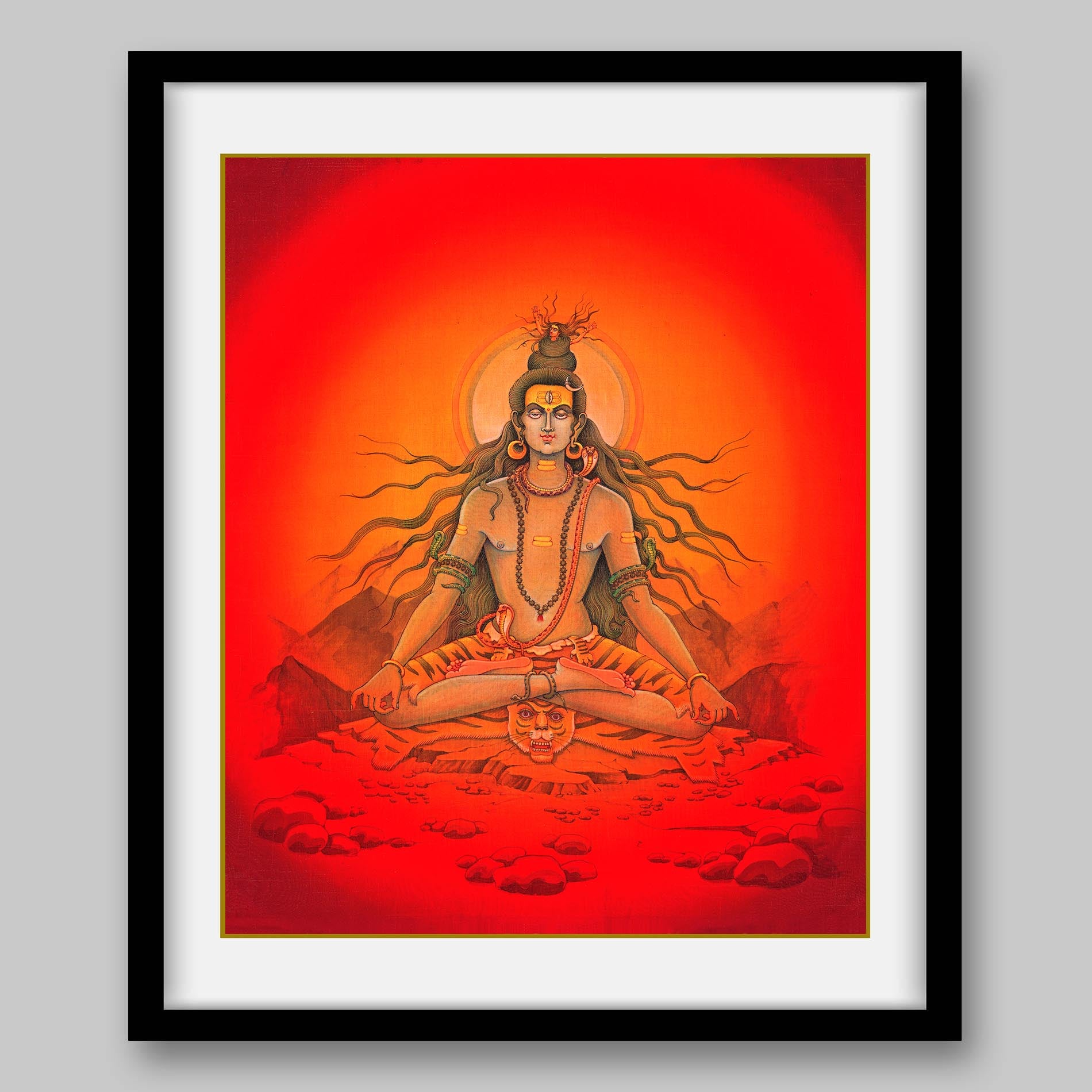 Shiva capturing River Ganga’s flow in his hair locks – High Quality Print of Artwork by Pieter Weltevrede - Sagar World