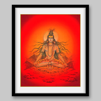 Shiva capturing River Ganga’s flow in his hair locks – High Quality Print of Artwork by Pieter Weltevrede - Sagar World