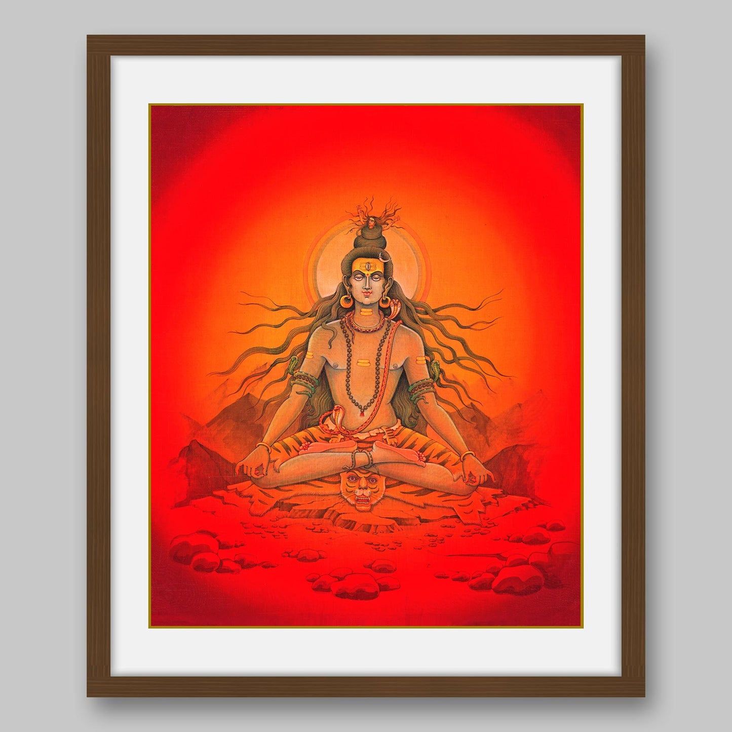 Shiva capturing River Ganga’s flow in his hair locks – High Quality Print of Artwork by Pieter Weltevrede - Sagar World
