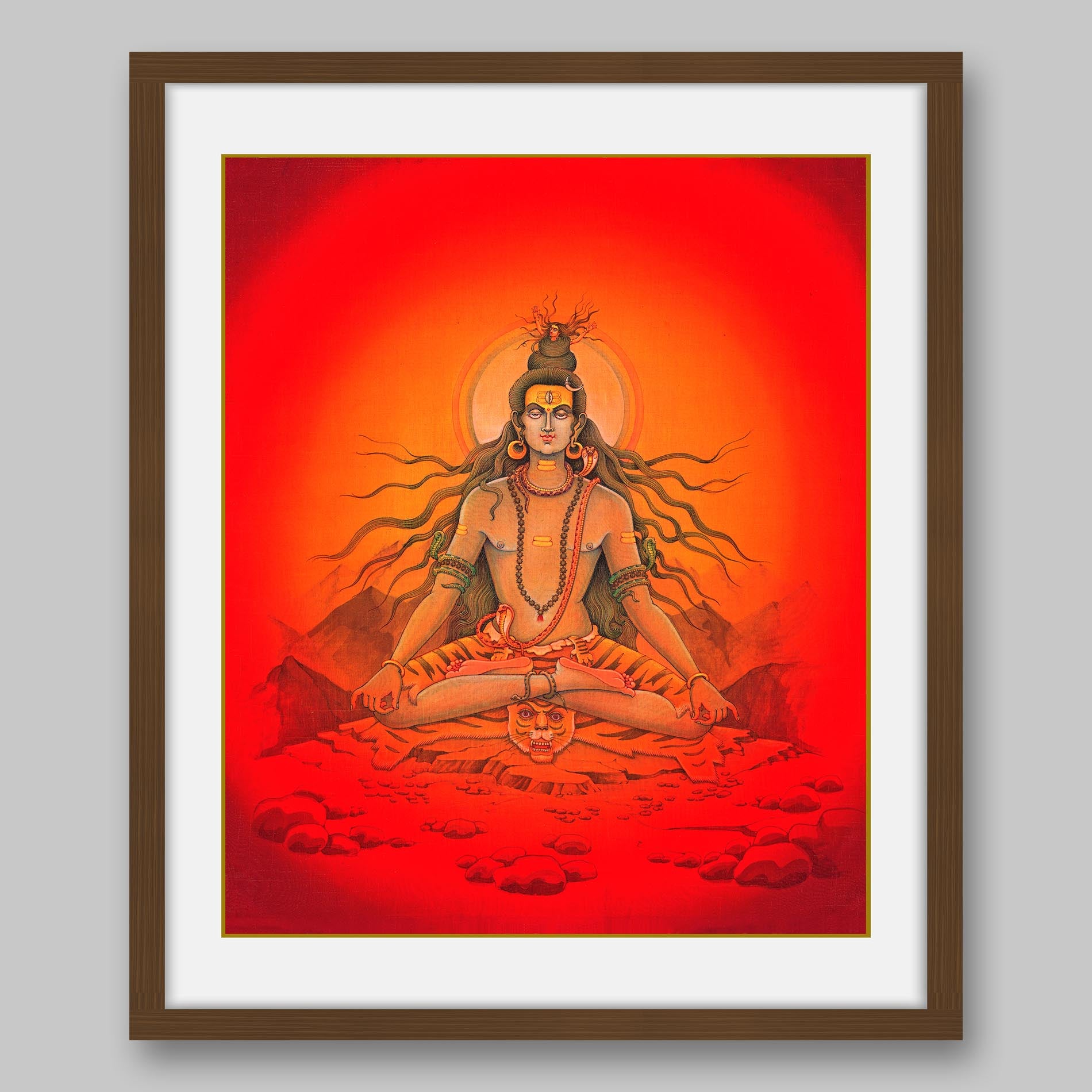 Shiva capturing River Ganga’s flow in his hair locks – High Quality Print of Artwork by Pieter Weltevrede - Sagar World