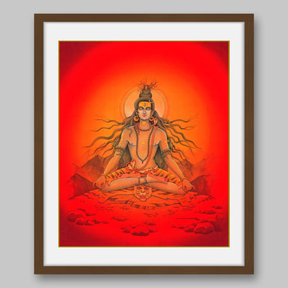 Shiva capturing River Ganga’s flow in his hair locks – High Quality Print of Artwork by Pieter Weltevrede - Sagar World