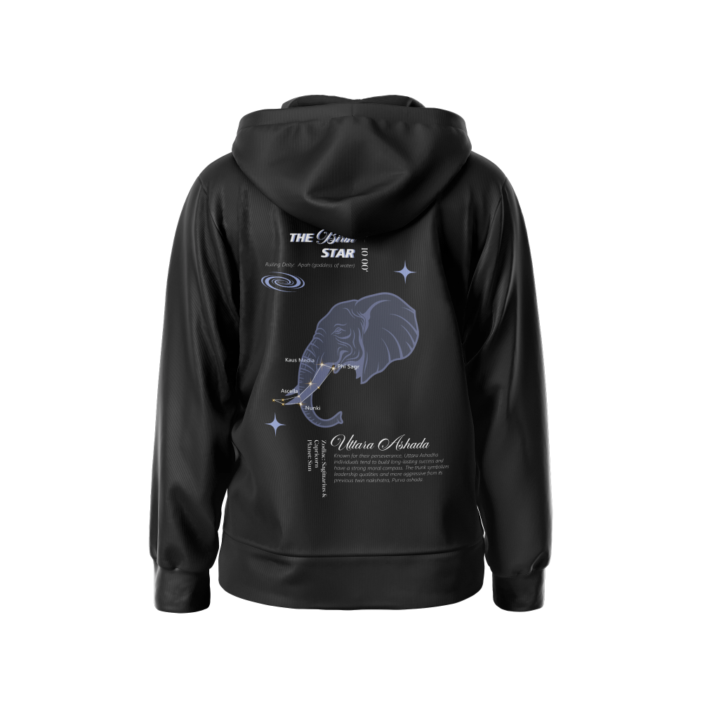 Uttara ashda  Nakshatra Hoodie – Vedic Astrology Inspired Unisex Cotton hoodie | Spiritual Minimalist Wear