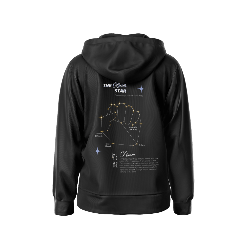 Hasta Nakshatra Hoodie – Vedic Astrology Inspired Unisex Cotton hoodie| Spiritual Minimalist Wear