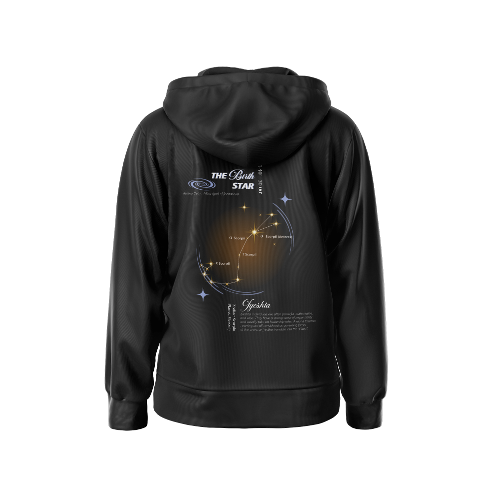 Jyeshta Nakshatra Hoodie– Vedic Astrology Inspired Unisex Cotton hoodie| Spiritual Minimalist Wear