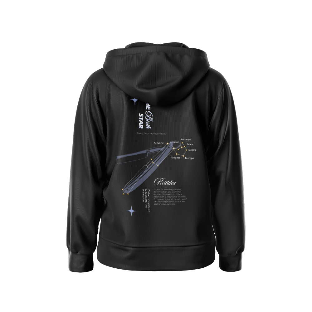 krittika  Nakshatra Hoodie  – Vedic Astrology Inspired Unisex Cotton  hoodie | Spiritual Minimalist Wear