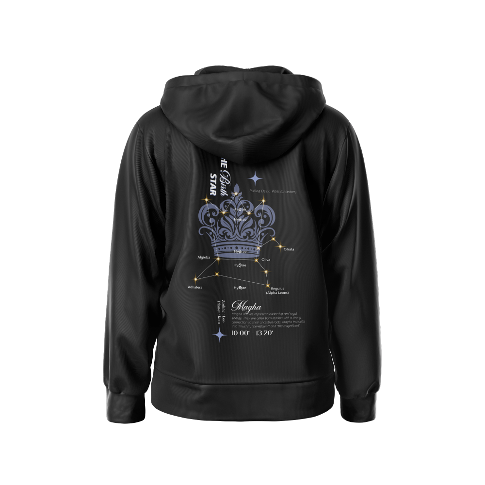 Magha Nakshatra Hoodie – Vedic Astrology Inspired Unisex Cotton hoodie | Spiritual Minimalist Wear