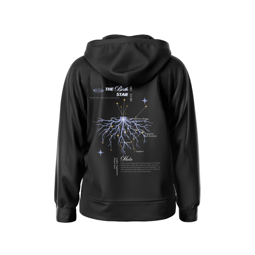 Mula Nakshatra Hoodie– Vedic Astrology Inspired Unisex Cotton hoodie Spiritual Minimalist Wear