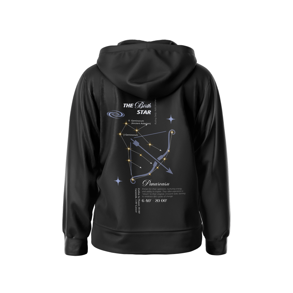 Punarvasu Nakshatra Hoodie – Vedic Astrology Inspired Unisex Cotton hoodie | Spiritual Minimalist Wear